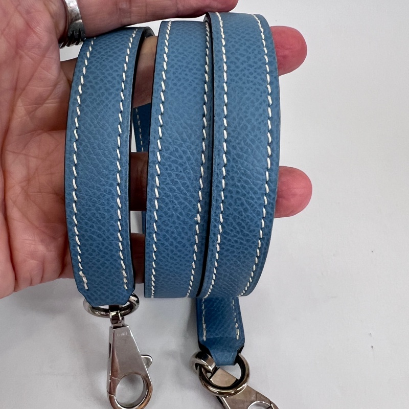 Hermes 75牛仔藍Epsom銀釦Kelly28手提肩背包-35