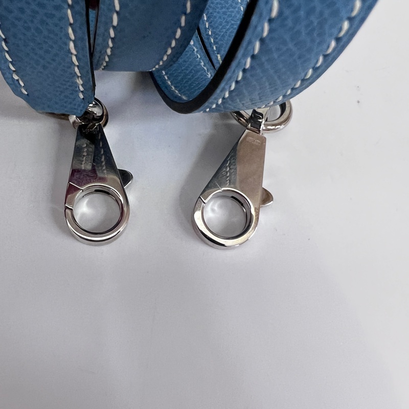 Hermes 75牛仔藍Epsom銀釦Kelly28手提肩背包-36