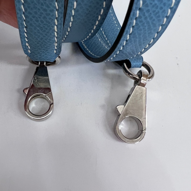 Hermes 75牛仔藍Epsom銀釦Kelly28手提肩背包-37