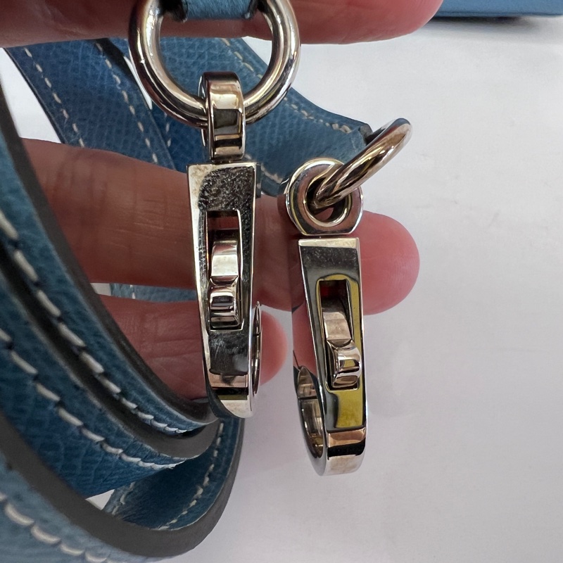 Hermes 75牛仔藍Epsom銀釦Kelly28手提肩背包-46