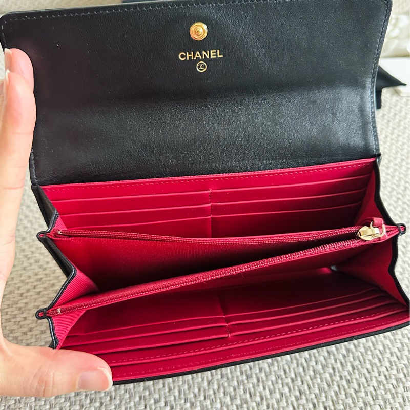 ~~Chanel 黑色19翻蓋長夾~~-9