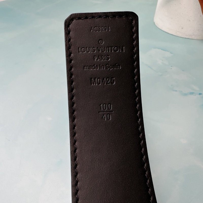 LV Aerogram黑色皮革皮帶-4