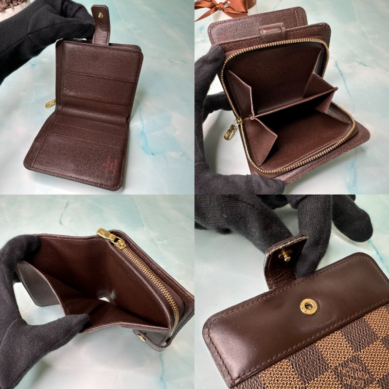 LV Damier Ebene棋盤格扣式短夾-4