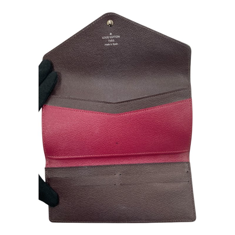 LOUIS VUITTON 路易威登 Sarah EPI 水波紋皮革長夾 紫紅素面 銀扣-8