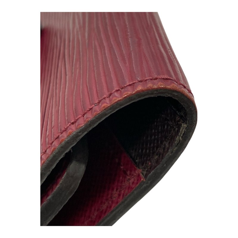 LOUIS VUITTON 路易威登 Sarah EPI 水波紋皮革長夾 紫紅素面 銀扣-12
