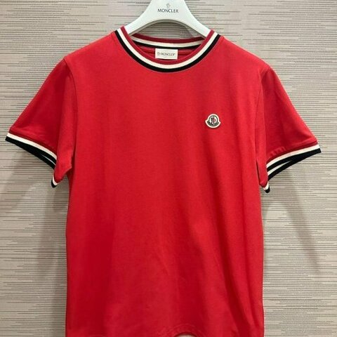 💎Han's house精品服飾💎moncler 彩條 短 T 紅 青年款=男成人 XS S