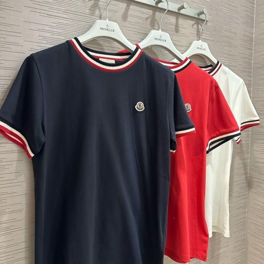 💎Han's house精品服飾💎moncler 彩條 短 T 紅 青年款=男成人 XS S-2