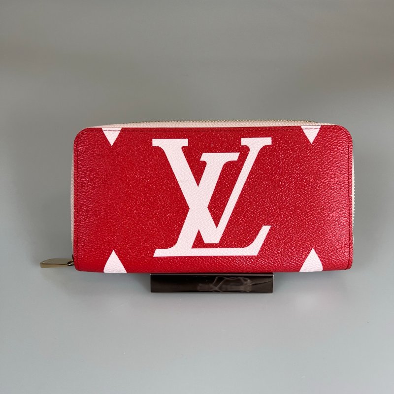 LV M67550 粉拚紅大LOGOㄇ拉長夾-0
