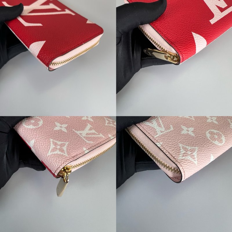 LV M67550 粉拚紅大LOGOㄇ拉長夾-11