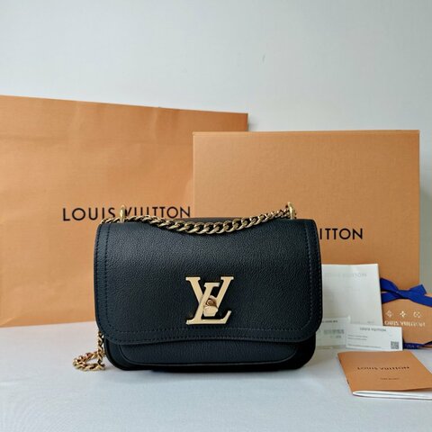 LV Lockme黑金鏈帶郵差包
