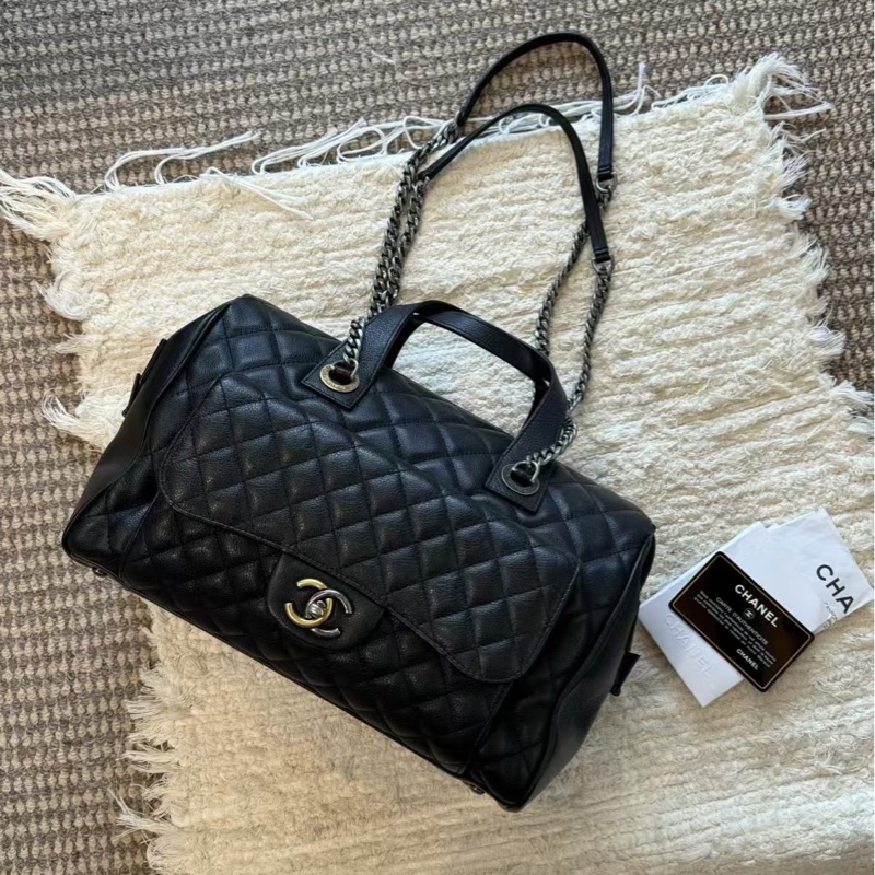 Chanel 波士頓包🐈⬛保齡球肩背包/鴛鴦色金屬-0