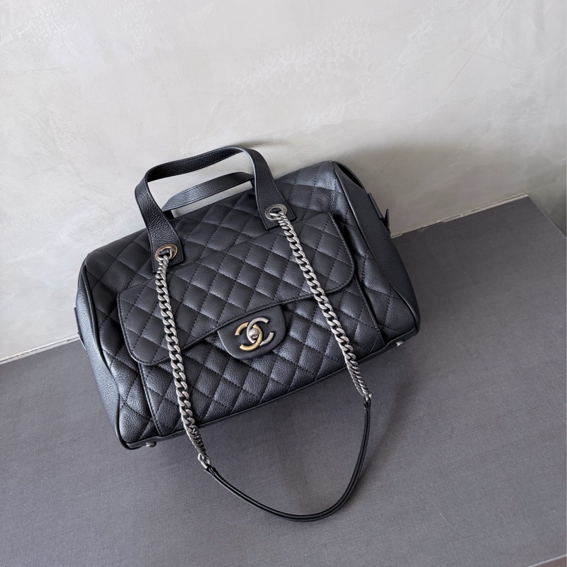 Chanel 波士頓包🐈⬛保齡球肩背包/鴛鴦色金屬-6