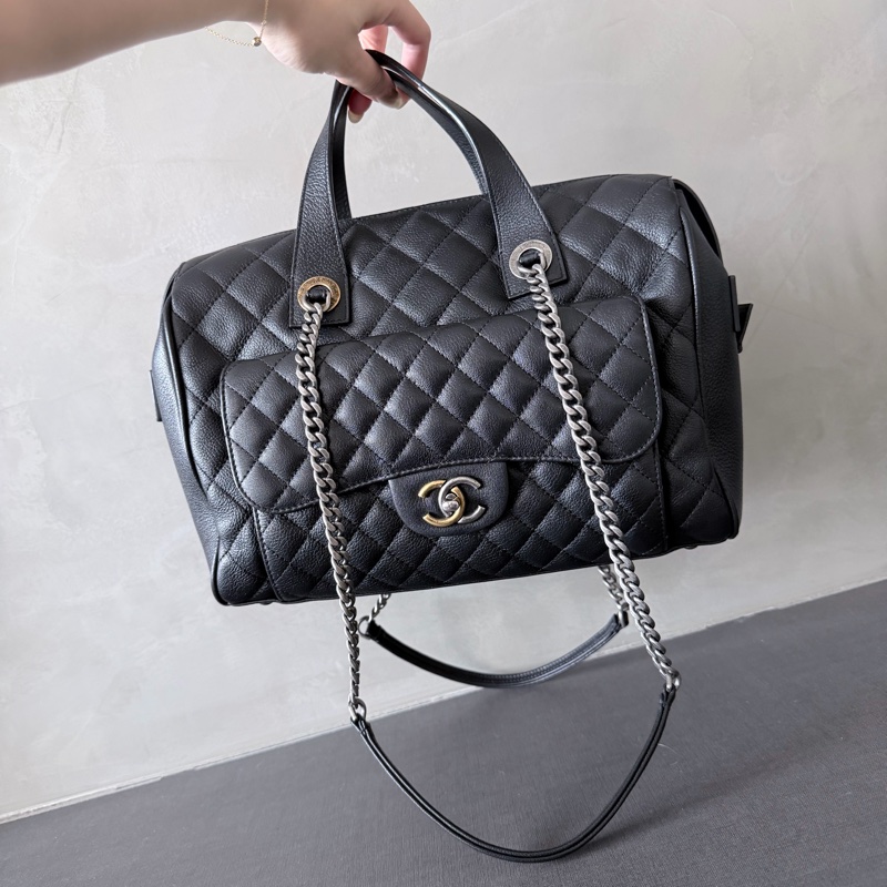 Chanel 波士頓包🐈⬛保齡球肩背包/鴛鴦色金屬-7