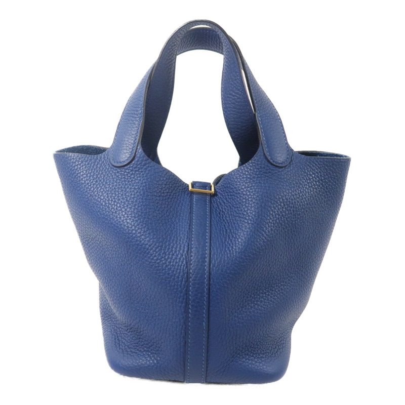 HERMES Clemence皮革Picotin PM手挽袋Deep Blue-1