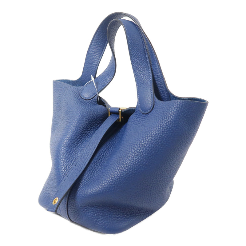 HERMES Clemence皮革Picotin PM手挽袋Deep Blue-2