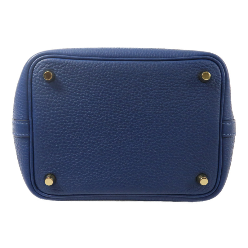 HERMES Clemence皮革Picotin PM手挽袋Deep Blue-3