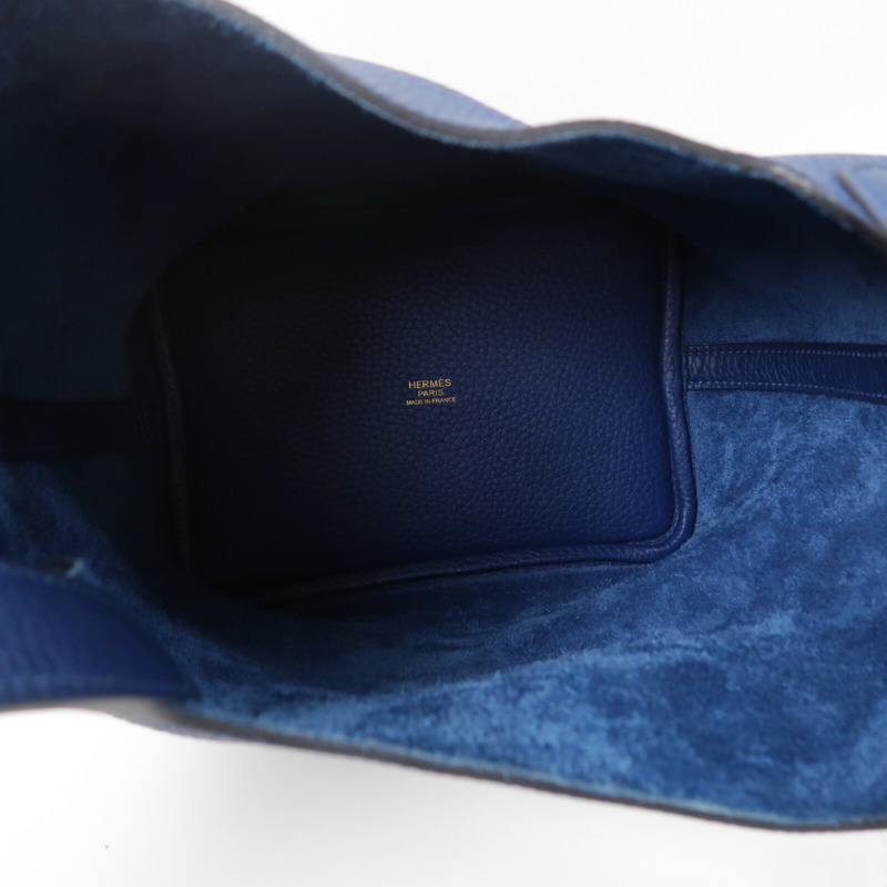 HERMES Clemence皮革Picotin PM手挽袋Deep Blue-4