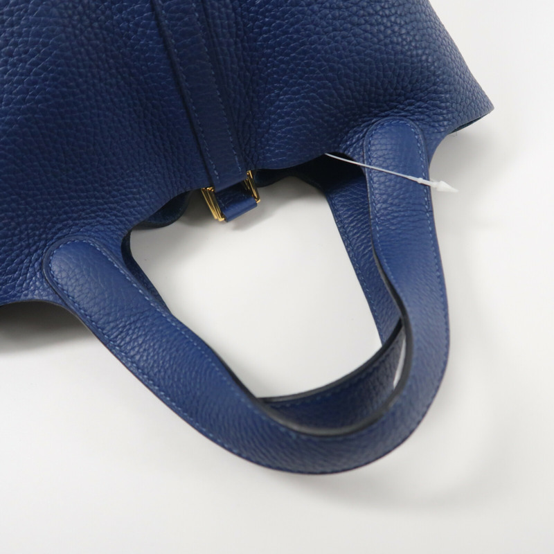 HERMES Clemence皮革Picotin PM手挽袋Deep Blue-7