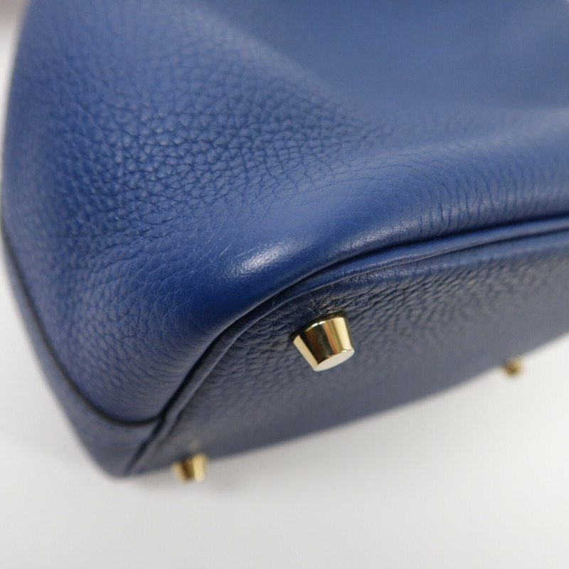HERMES Clemence皮革Picotin PM手挽袋Deep Blue-8