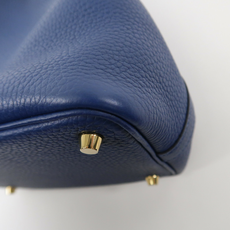HERMES Clemence皮革Picotin PM手挽袋Deep Blue-9