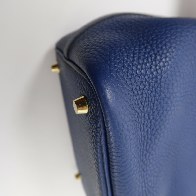 HERMES Clemence皮革Picotin PM手挽袋Deep Blue-10