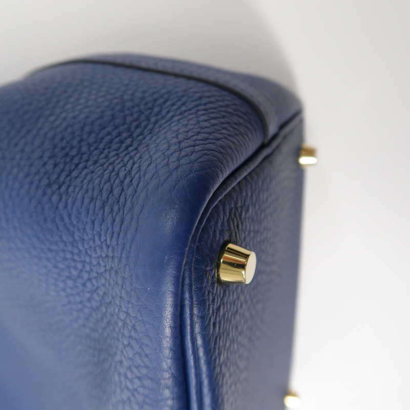 HERMES Clemence皮革Picotin PM手挽袋Deep Blue-11
