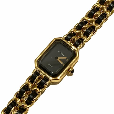 CHANEL 香奈兒 H0001 PREMIERE 方糖 精鋼鍍金 金色 石英錶 SIZE M