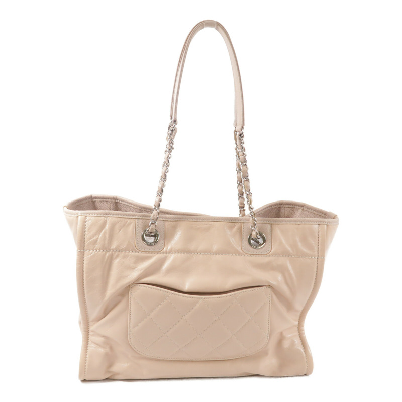 CHANEL 牛皮皮革Deauville Tote Medium鏈帶手挽袋-1