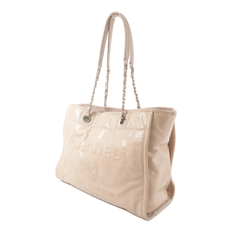 CHANEL 牛皮皮革Deauville Tote Medium鏈帶手挽袋-2