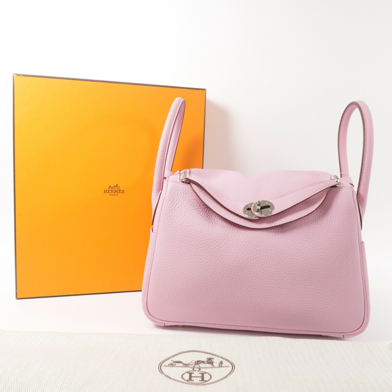 HERMES Clemence皮革Lindy 26手挽肩背兩用袋Mauve Sylvestre-9