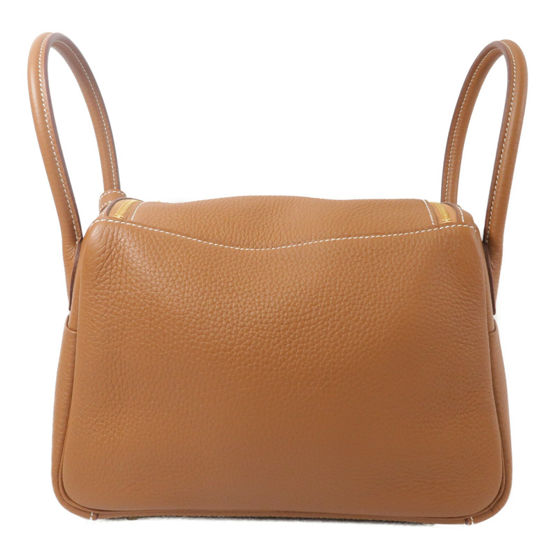 HERMES Clemence皮革Lindy 26手挽肩背兩用袋Gold-1