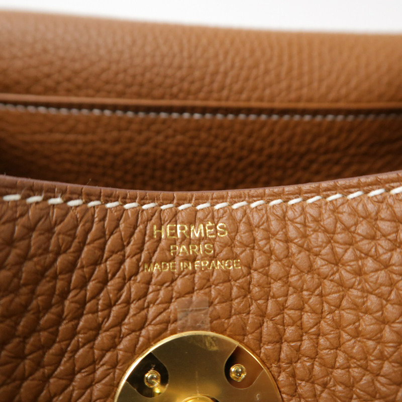 HERMES Clemence皮革Lindy 26手挽肩背兩用袋Gold-5