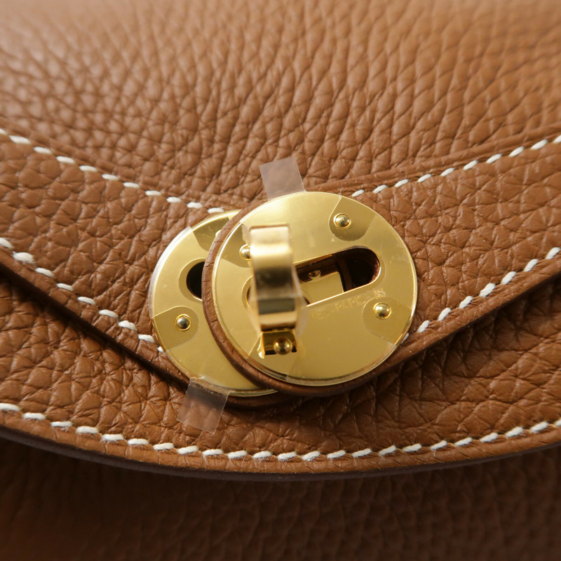 HERMES Clemence皮革Lindy 26手挽肩背兩用袋Gold-6