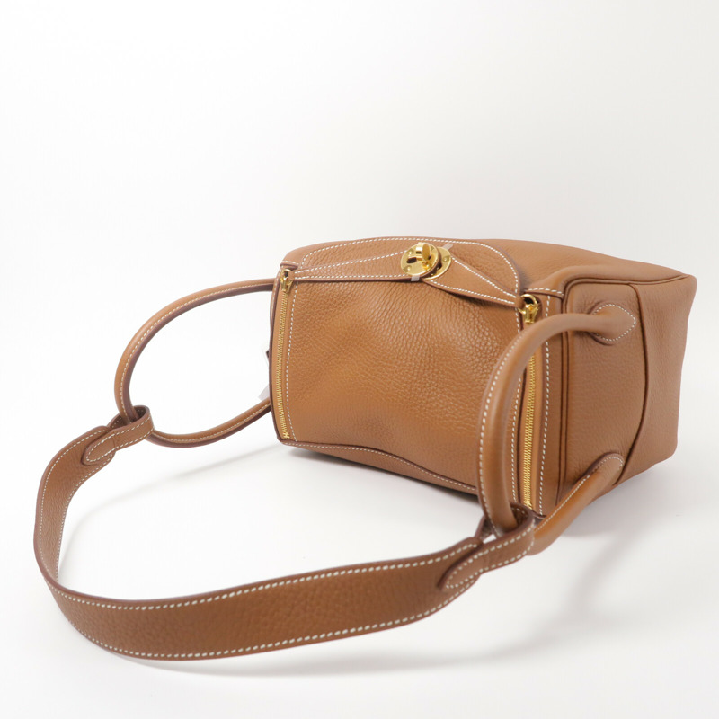 HERMES Clemence皮革Lindy 26手挽肩背兩用袋Gold-9