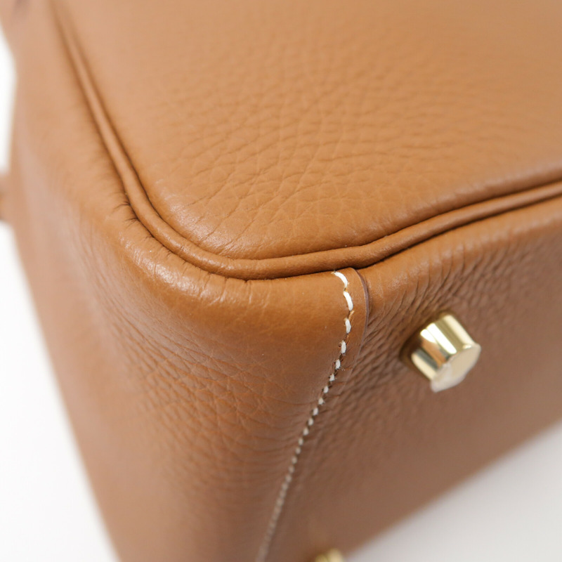 HERMES Clemence皮革Lindy 26手挽肩背兩用袋Gold-11