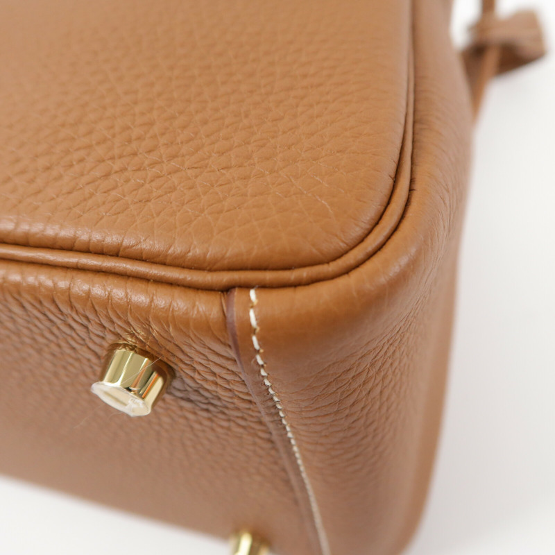 HERMES Clemence皮革Lindy 26手挽肩背兩用袋Gold-12