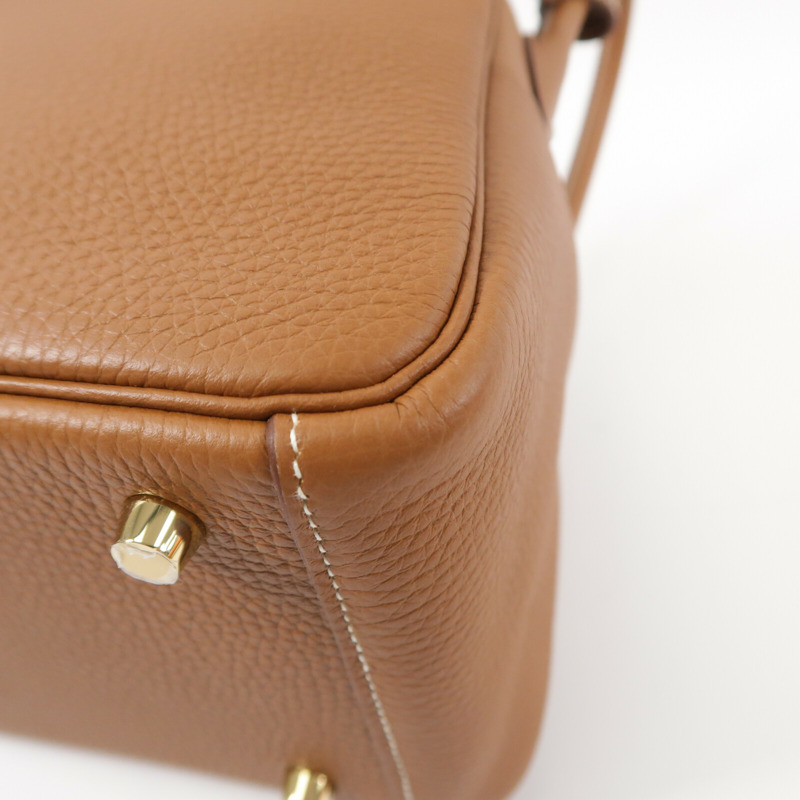 HERMES Clemence皮革Lindy 26手挽肩背兩用袋Gold-14