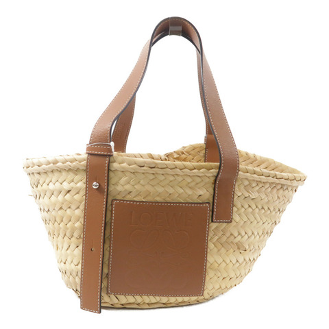 LOEWE Raffia/牛皮皮革Basket Bag手挽袋