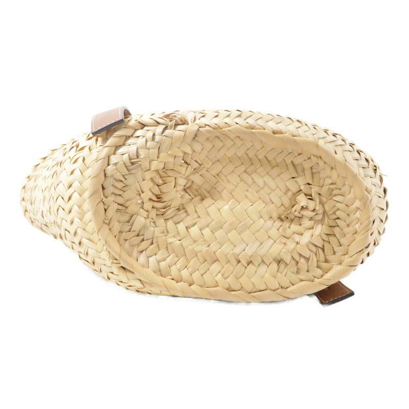 LOEWE Raffia/牛皮皮革Basket Bag手挽袋-3