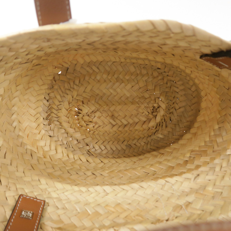 LOEWE Raffia/牛皮皮革Basket Bag手挽袋-4