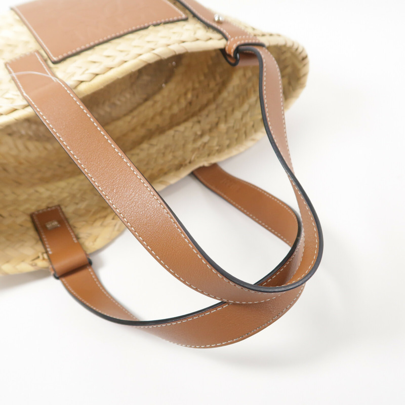 LOEWE Raffia/牛皮皮革Basket Bag手挽袋-7