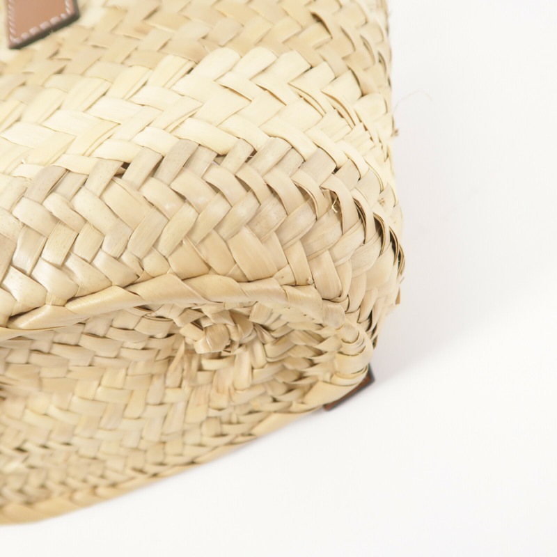 LOEWE Raffia/牛皮皮革Basket Bag手挽袋-9