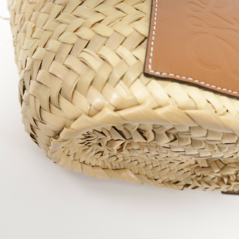 LOEWE Raffia/牛皮皮革Basket Bag手挽袋-10