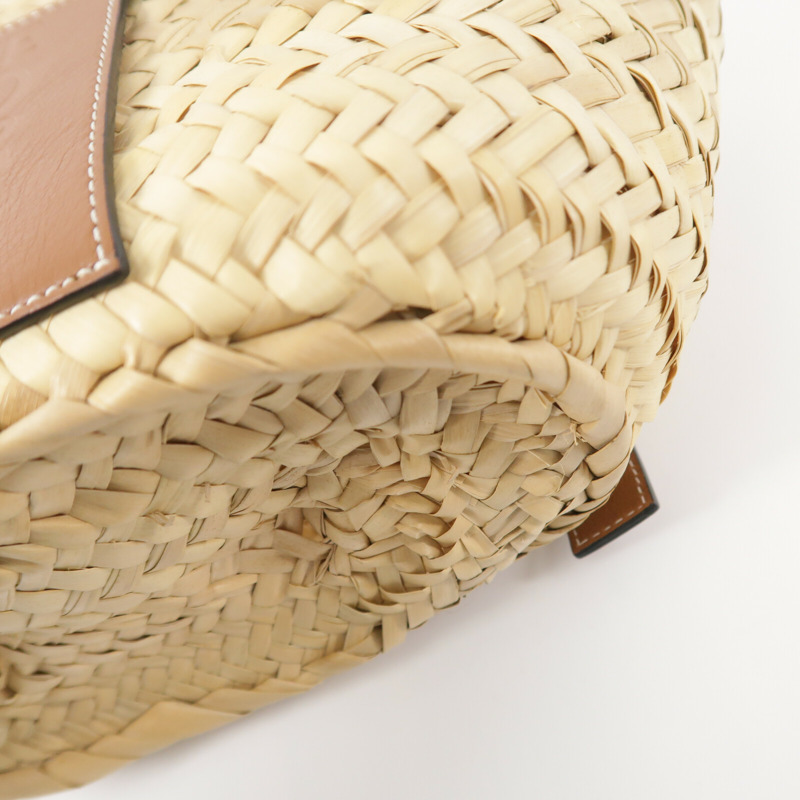 LOEWE Raffia/牛皮皮革Basket Bag手挽袋-11