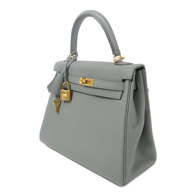 HERMES Togo皮革Kelly 25手挽肩背兩用袋Vert Amande-2