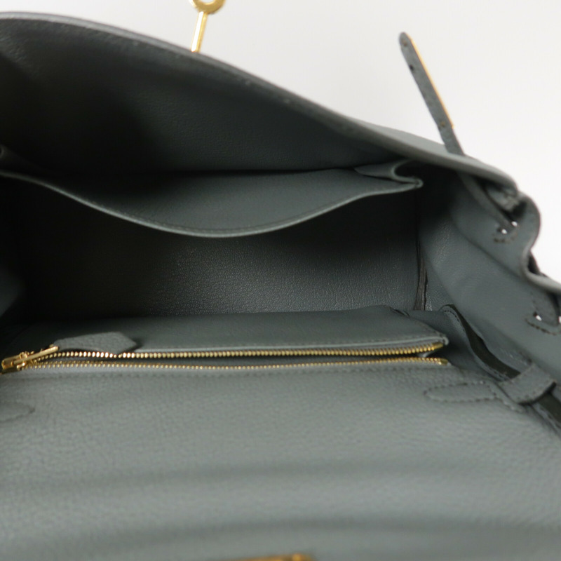 HERMES Togo皮革Kelly 25手挽肩背兩用袋Vert Amande-4