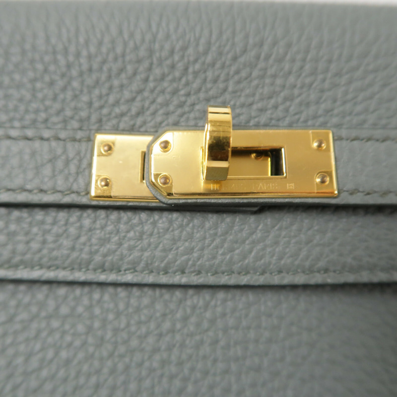 HERMES Togo皮革Kelly 25手挽肩背兩用袋Vert Amande-6