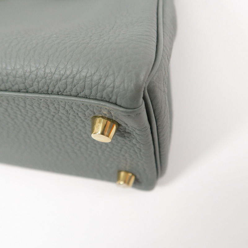 HERMES Togo皮革Kelly 25手挽肩背兩用袋Vert Amande-11
