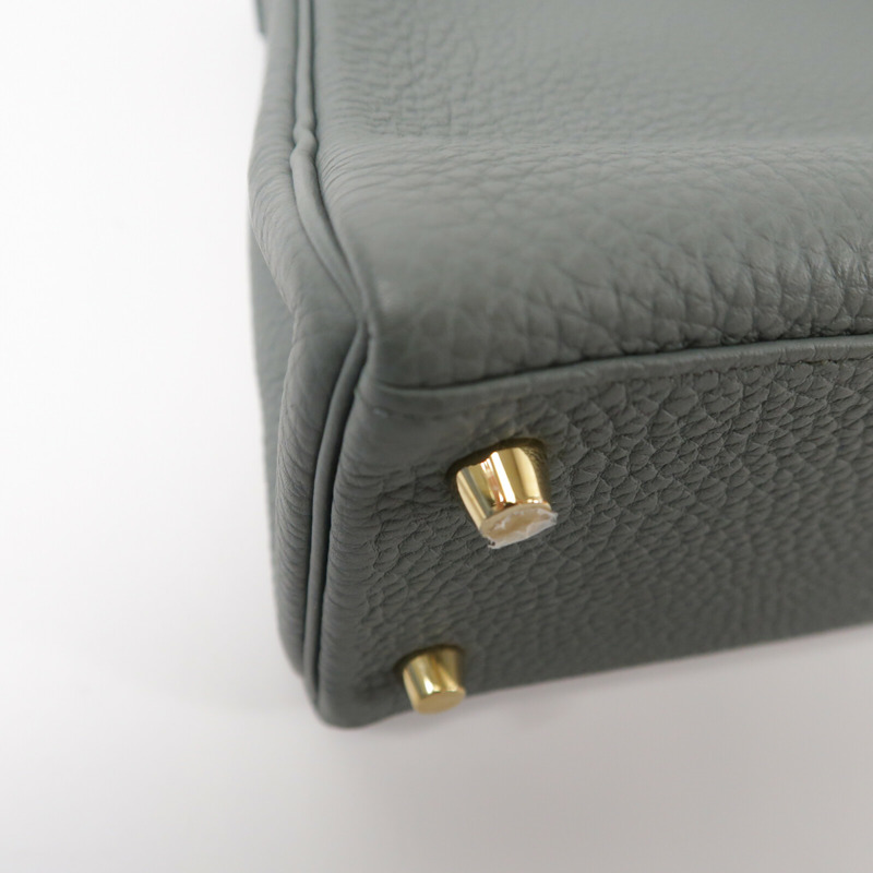 HERMES Togo皮革Kelly 25手挽肩背兩用袋Vert Amande-12