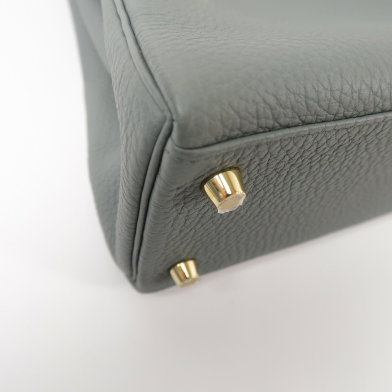 HERMES Togo皮革Kelly 25手挽肩背兩用袋Vert Amande-14